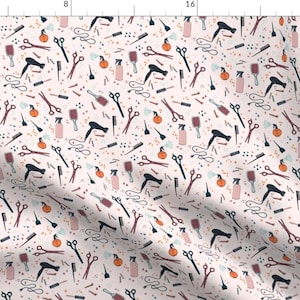 Tiny Scale Hairdresser Fabric - Hairdresser Tools By Alenaganzhela -Stylist Mask Scale Blush Pink Cotton Fabric By The Yard With Spoonflower