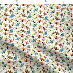 Insects Fabric - Flying Insects By Laura Mooney - Colorful Animals Bugs Insects Polka Dots Summer Cotton Fabric By The Yard With Spoonflower