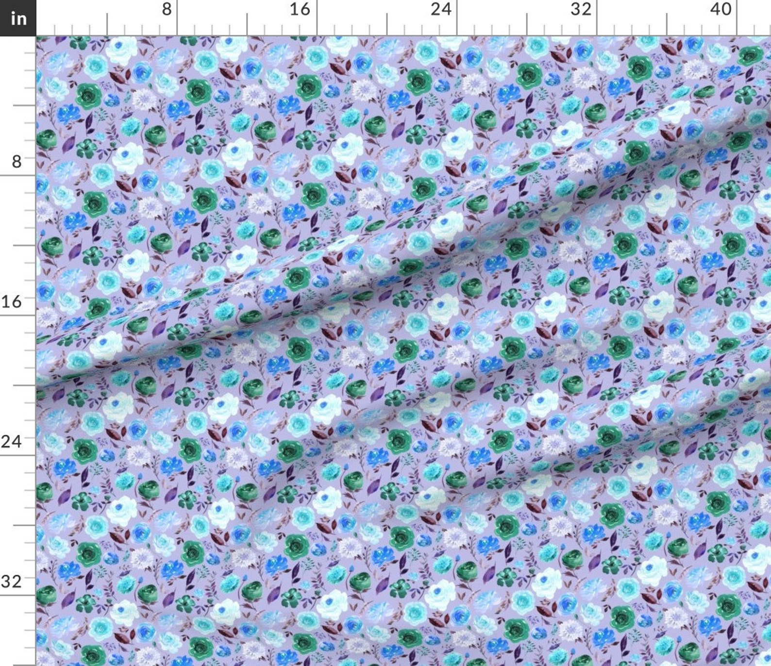 Purple Flower Fabric 6 Blue Watercolor Floral on Etsy