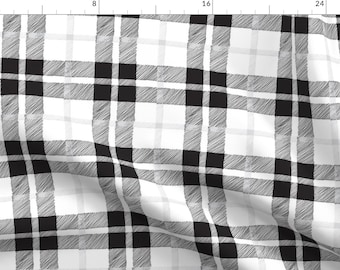 Plaid Fabric - Black And White Plaid By Ali*B - Plaid Check Home Decor Upholstery Fashion Cotton Fabric By The Yard With Spoonflower