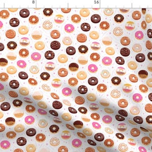 Sweet Donut Fabric - Donuts Large Scale By Stolenpencil - Pink and Brown Donut Desert Junk Food Cotton Fabric By The Yard With Spoonflower