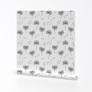Carta da parati con tarassaco - Dente di leone nero che soffia per la mamma di Misstiina - Rotolo di carta da parati autoadesiva rimovibile con stampa personalizzata di Spoonflower