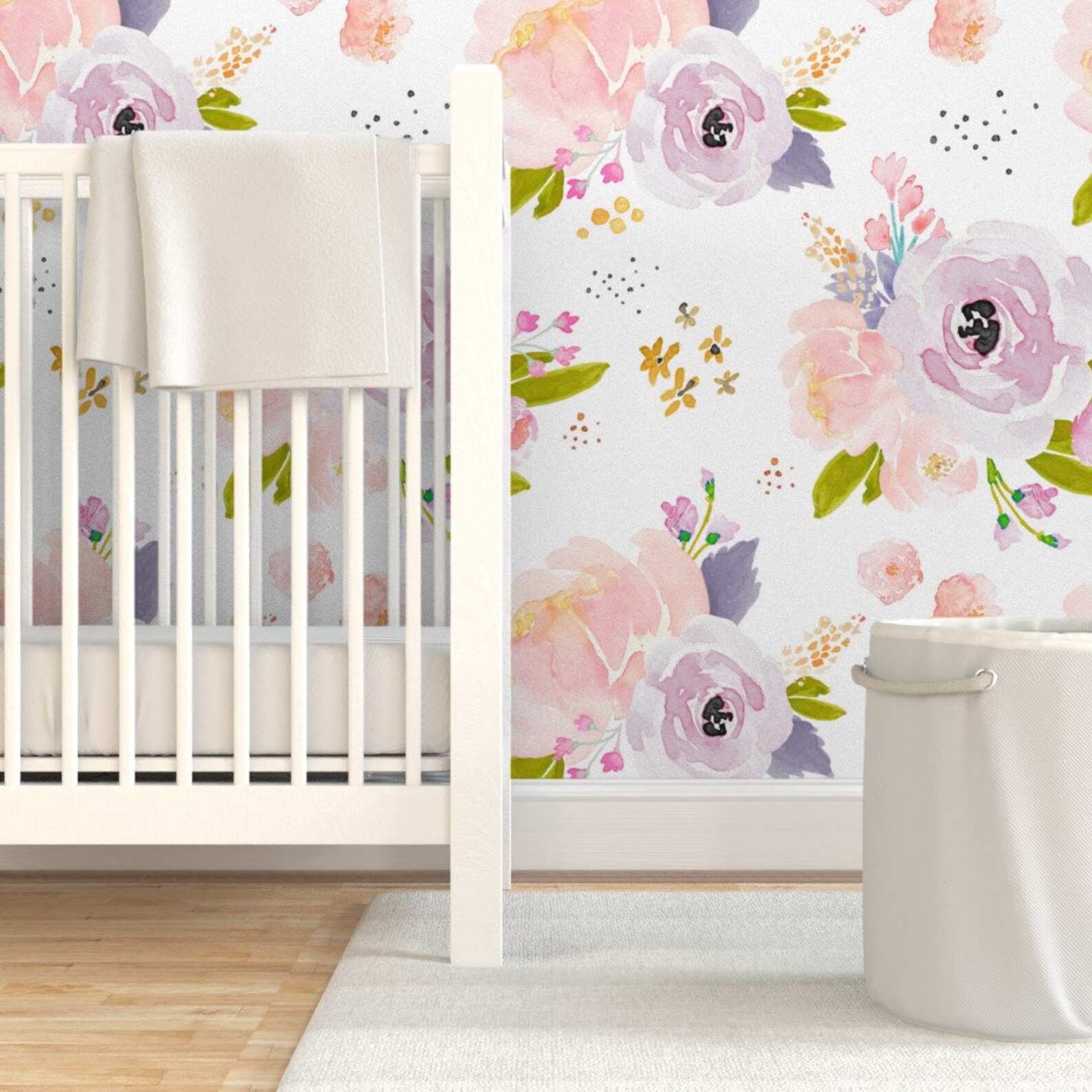 Watercolor Floral Wallpaper Peachy Plum C by Indybloomdesign | Etsy