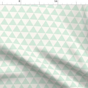 Geometric Fabric - Mint Triangles by Kimsa - Geometric Triangle Mint Blue Modern Nursery Decor Cotton Fabric by the Yard with Spoonflower