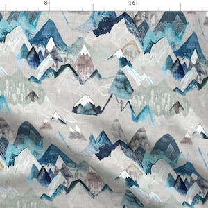 Mountain Fabric - Call Of The Mountains (Storm) By Nouveau Bohemian - Mountain Wilderness Hiking Cotton Fabric By The Yard With Spoonflower