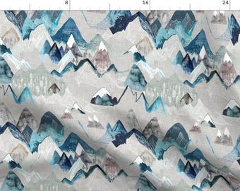 Mountain Fabric - Call Of The Mountains (Storm) By Nouveau Bohemian - Mountain Wilderness Hiking Cotton Fabric By The Yard With Spoonflower
