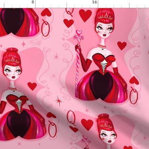 Alice In Wonderland Fabric - Queen Of Hearts -Pink- Medium By Miss Fluff - Alice In Wonderland Cotton Fabric By The Yard With Spoonflower