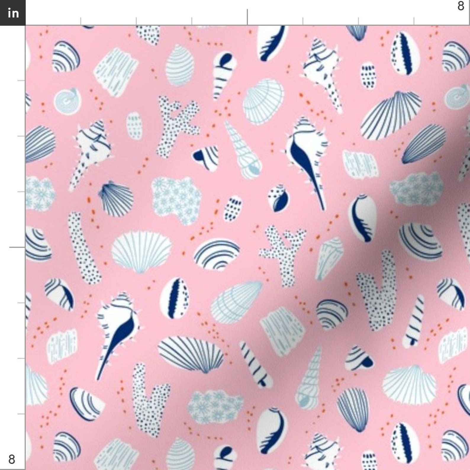 Pink Sea Shells Fabric Shells by Stolenpencil Modern - Etsy