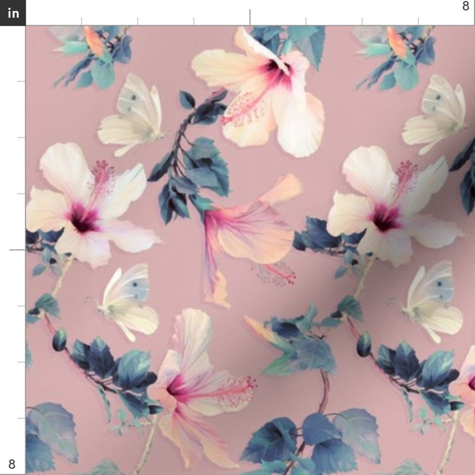 Hibiscus Fabric Butterflies and Hibiscus Flowers on Vintage Etsy