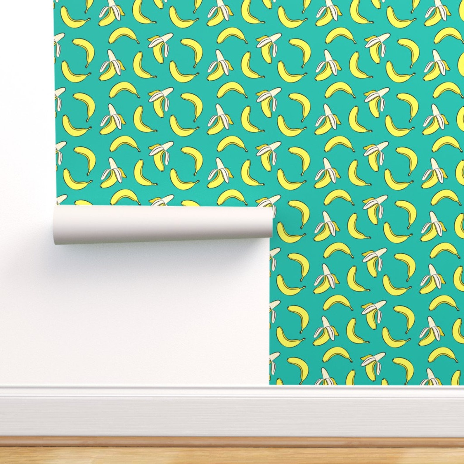 Pop Art Banana Wallpaper Bananas on Green by | Etsy