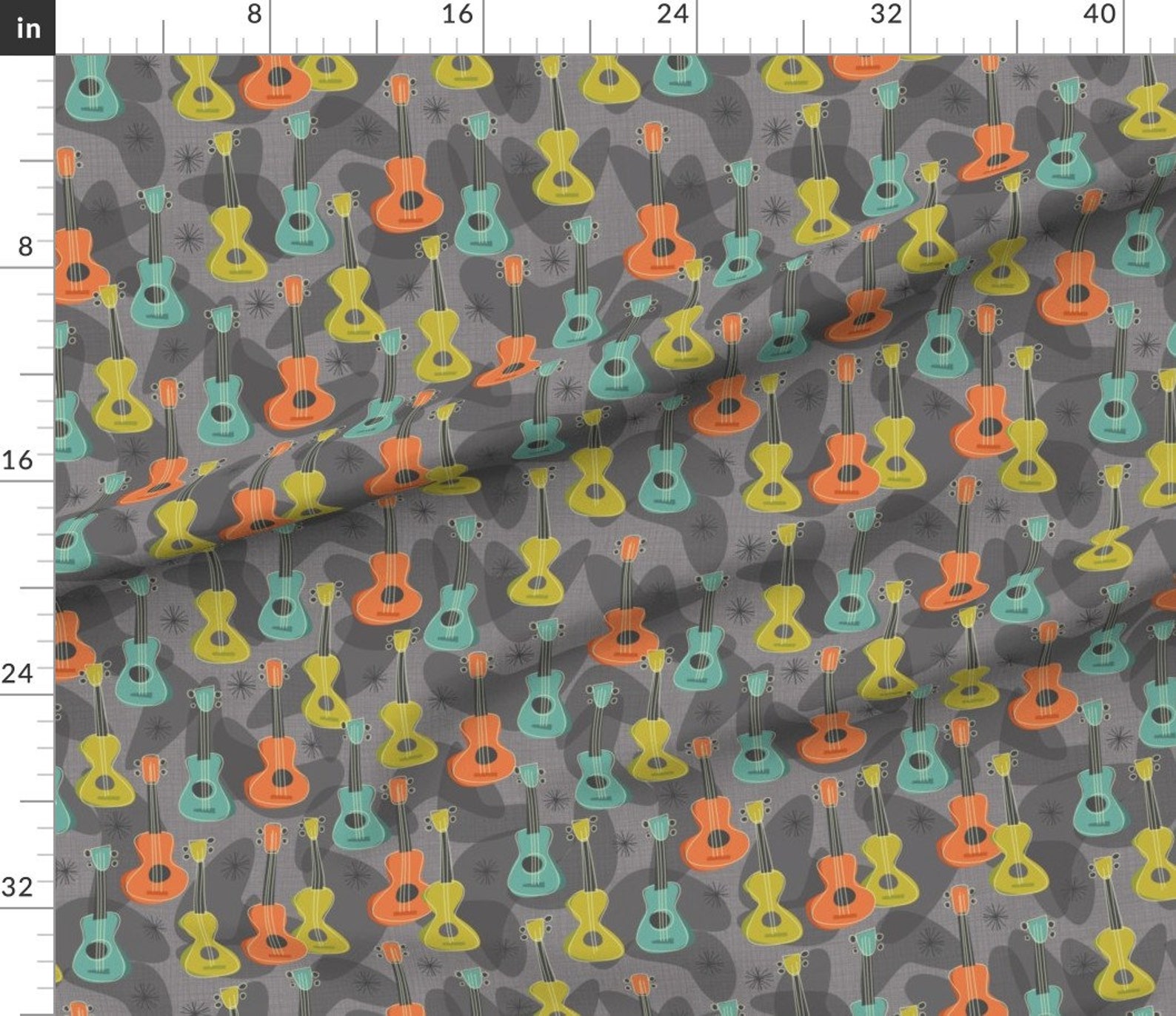 Ukulele Fabric Ukulele Aloha Allover By Bzbdesigner Etsy
