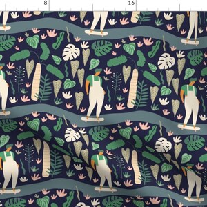 Skater Girl Fabric - Love My Board By Tasiania - Summer Skateboard Beach Decor Cotton Fabric By The Yard With Spoonflower