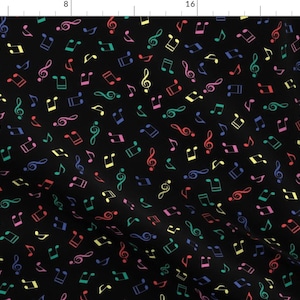 Musical Notes Fabric - Musical Notes By Emma Heeson Design - Black Rainbow Band Instruments Kids Cotton Fabric By The Yard With Spoonflower