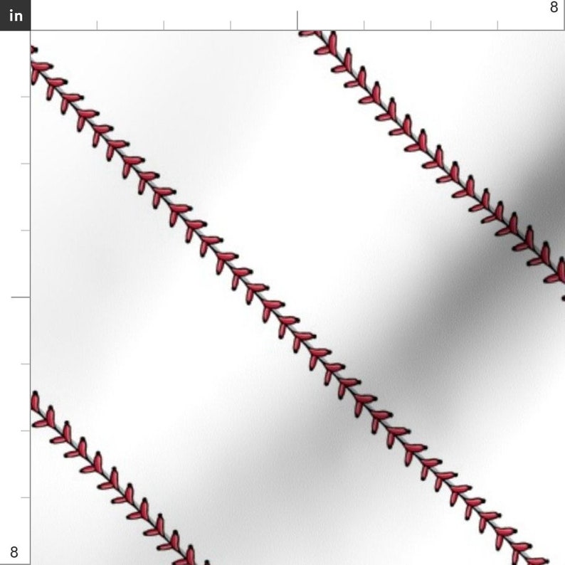 Baseball Fabric Baseball Stitch small Scale White by Etsy