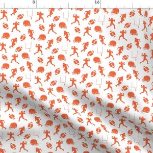 Football  Fabric - Football Medley - Orange By Littlearrowdesign - Orange Sports Themed Kids Cotton Fabric By The Yard With Spoonflower