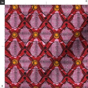 African Wax Print Fabric - Wax Print by ottomanbrim - Red Pink Ogee Afrocentric Small Scale African Art Fabric by the Yard by Spoonflower image 3