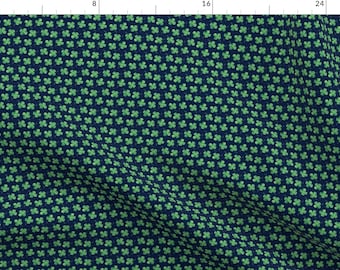 Shamrock Green Fabric - 1/2" Shamrock Toss || Watercolor On Navy By Littlearrowdesign - Shamrock Cotton Fabric By The Yard With Spoonflower