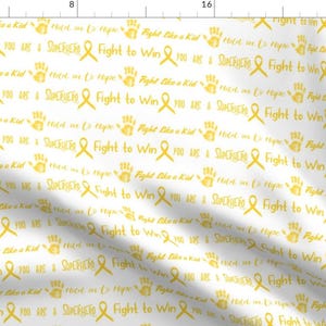 Fight Like A Kid  Fabric - Children&#39;s Cancer Positive Words By Themadcraftduckie - Yellow Gold Cotton Fabric By The Yard With Spoonflower