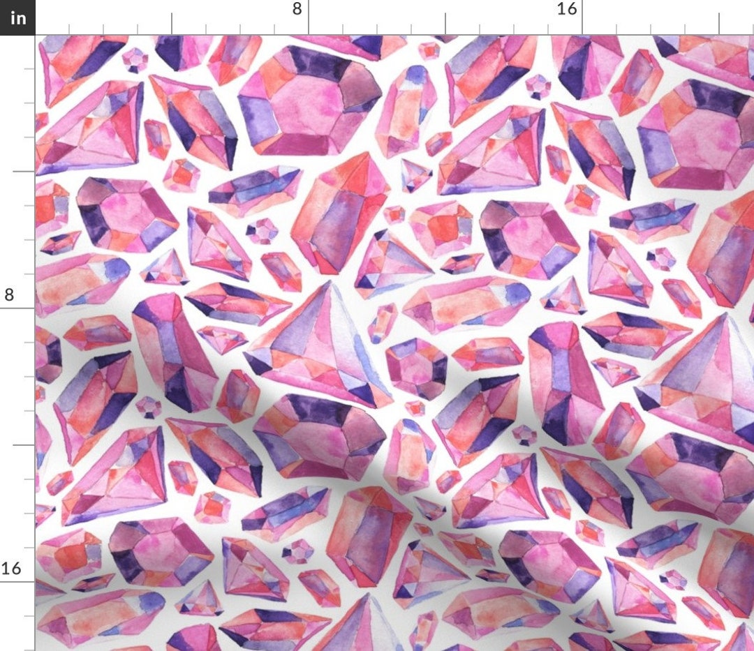 Pink Gemstones Fabric Pink Gems Larger Scale Geometric Etsy