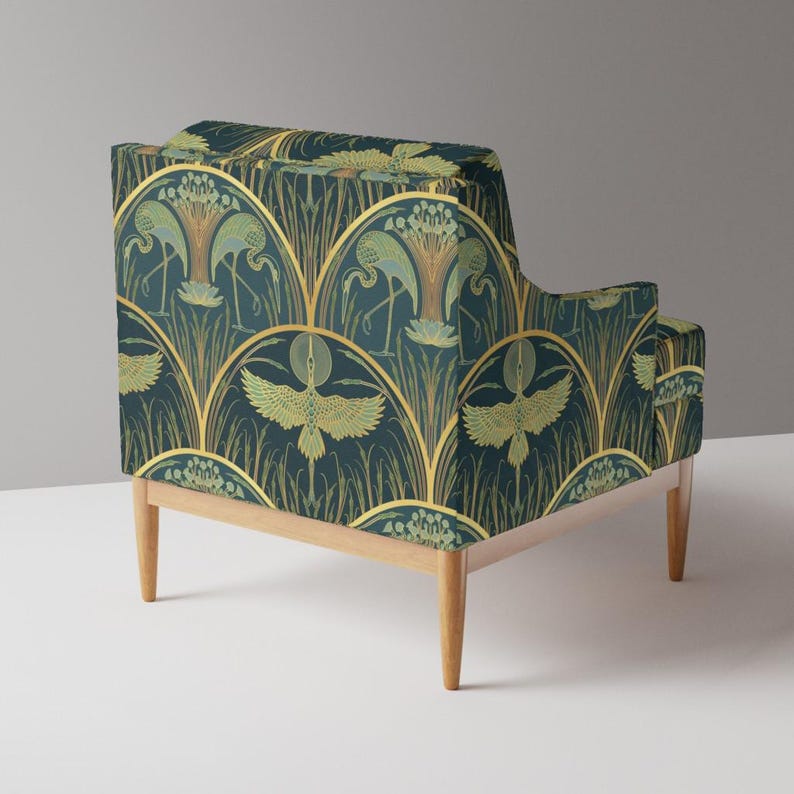 Art Deco Upholstery Fabric- Cranes in the Moonlight by Marjorie_howe ...
