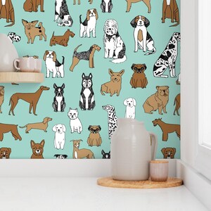 Papel pintado de perros - Estampado de razas de perros Mint Pets de Andrea Lauren - Rollo de papel pintado autoadhesivo removible con estampado personalizado de mascotas de Spoonflower imagen 7