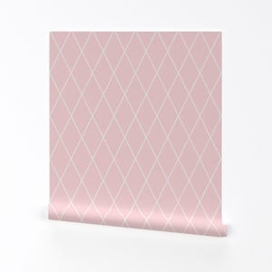 Pink Trellis Wallpaper - Clemmie&#39;S Lattice Millennium Pink By Dept 6 - Custom Printed Removable Self Adhesive Wallpaper Roll by Spoonflower