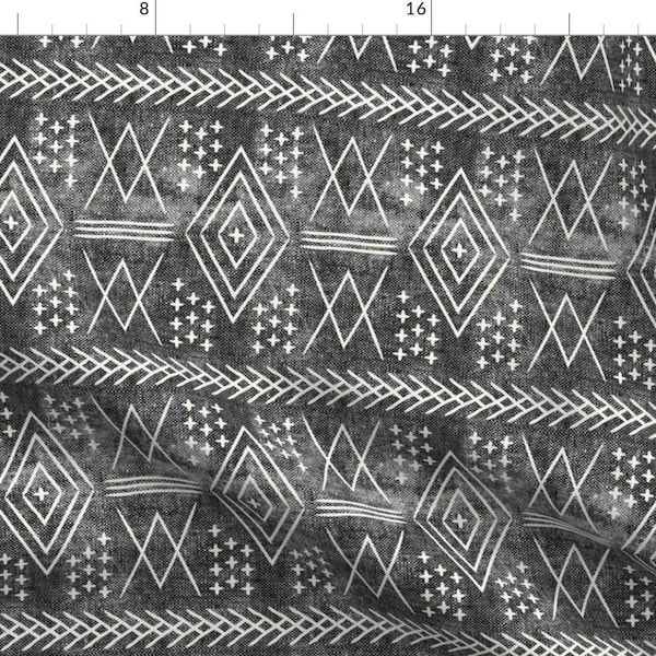 Gray Moroccan Mudcloth Fabric - Vintage Moroccan (Med Scale) Grey By Littlearrowdesign - Moroccan Cotton Fabric By The Yard With Spoonflower