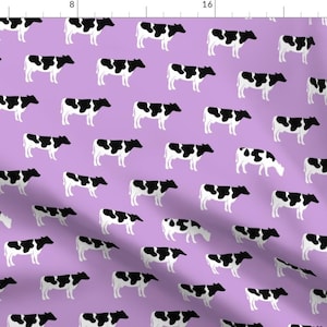 Cow Fabric - Med Scale Cows On Purple Farm Fabric C18bs By Littlearrowdesign - Farm Life Nursery Cotton Fabric By The Yard With Spoonflower