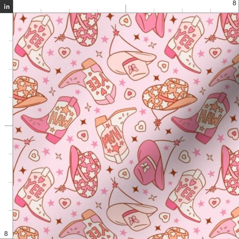 Retro Cowgirl Apparel Fabric - Boots And Hats by camilaprints - Cowboy Hat Western Boots Nashville Howdy Clothing Fabric by Spoonflower image 3
