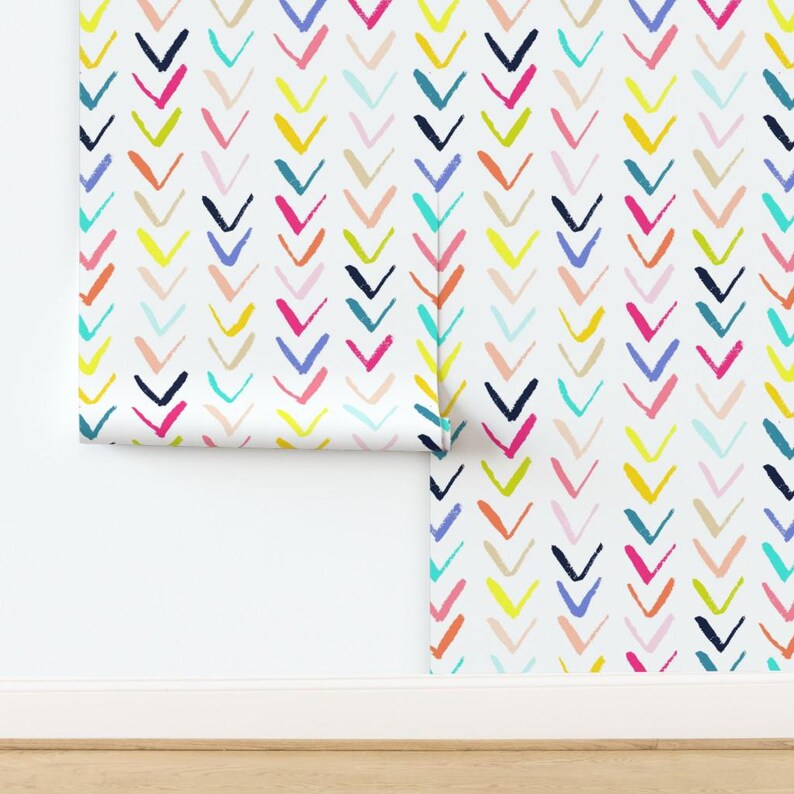 Chevron Wallpaper - Sketchy Arrows Summer Party By Theartwerks - Arrows Custom Printed Removable Self Adhesive Wallpaper Roll by Spoonflower image 4