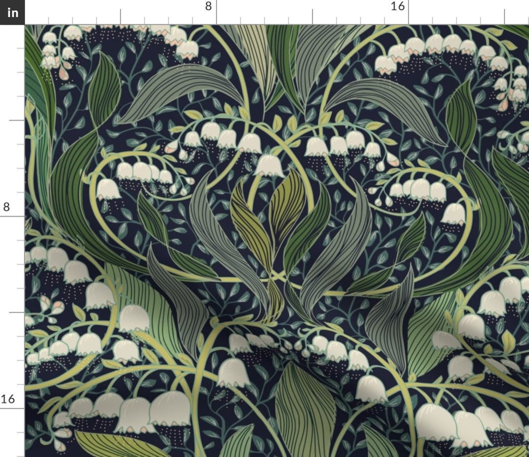 Art Nouveau Fabric Lily of the Valley by Design_dannick Botanical