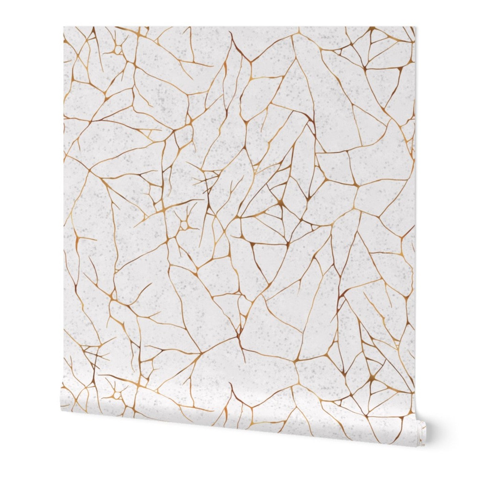 Wabi Sabi Wallpaper Kintsugi by Olooriel White Gold Modern | Etsy