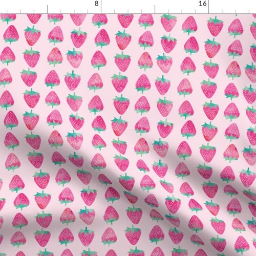 Strawberry Fabric Strawberries by Littlearrowdesign Pink Etsy
