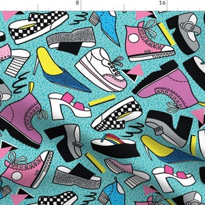 Shoes Fabric - Kickin It 90s Style By Cynthiafrenette - Shoes Fashion Icon Nostalgic Classics Cotton Fabric By The Yard With Spoonflower