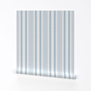Blue Stripe Removable Peel and Stick Wallpaper - Coastal Pale Light Blue Modern Preppy - Wall Art Wall Decor - Watercolor Stripe by etienne