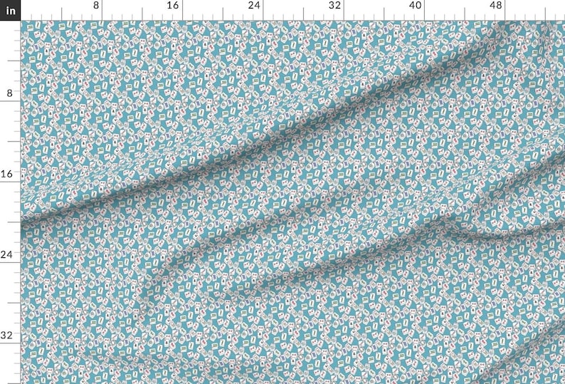 Mahjong Tiles Apparel Fabric - Mini Mahjong by theplumgrove - Small Scale Game Pieces Chinese Classic Aqua Clothing Fabric by Spoonflower image 2