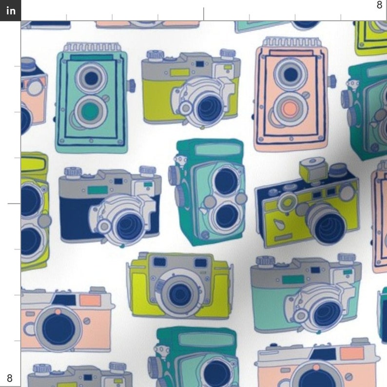 Camera Fabric Vintage Cameras by Andie Hanna Camera Retro Etsy