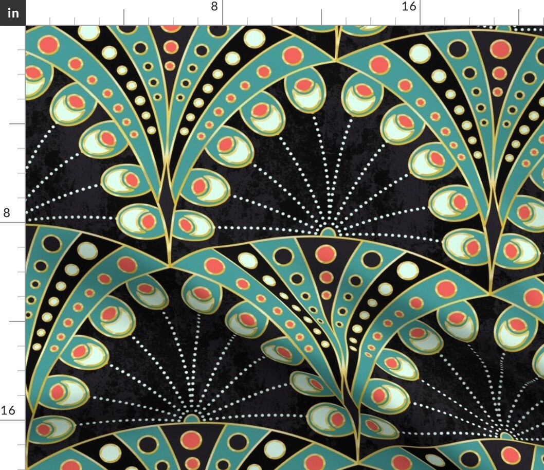 Peacock Feather Fabric Art Deco Peacock Feathers By Etsy