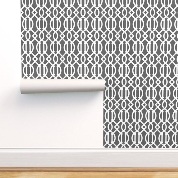 Gray Trellis Wallpaper Charcoal Trellis by Etsy
