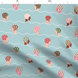 Retro Swim Cap Fabric - Swimming Cap Ladies by dalightdesign - Swimming Ladies Women Nautical Coastal Fabric by the Yard by Spoonflower