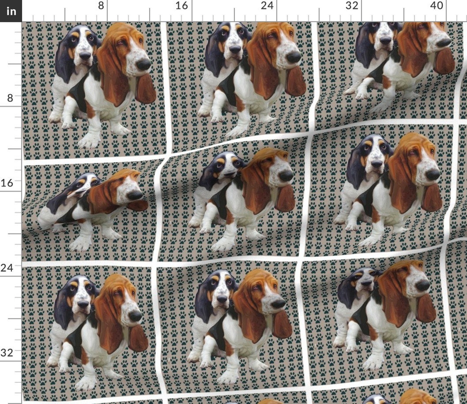 Basset Hound Grid Fabric Basset Fabric Design by Dogdaze Etsy