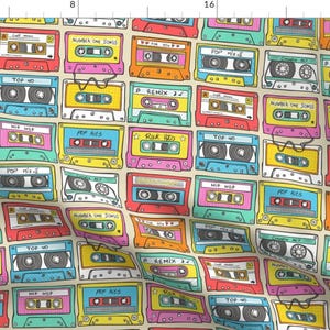 Retro Cassette Tape Fabric - Music Nostalgia By Caja Design - Retro Vintage Inspired Cotton Fabric By The Yard With Spoonflower