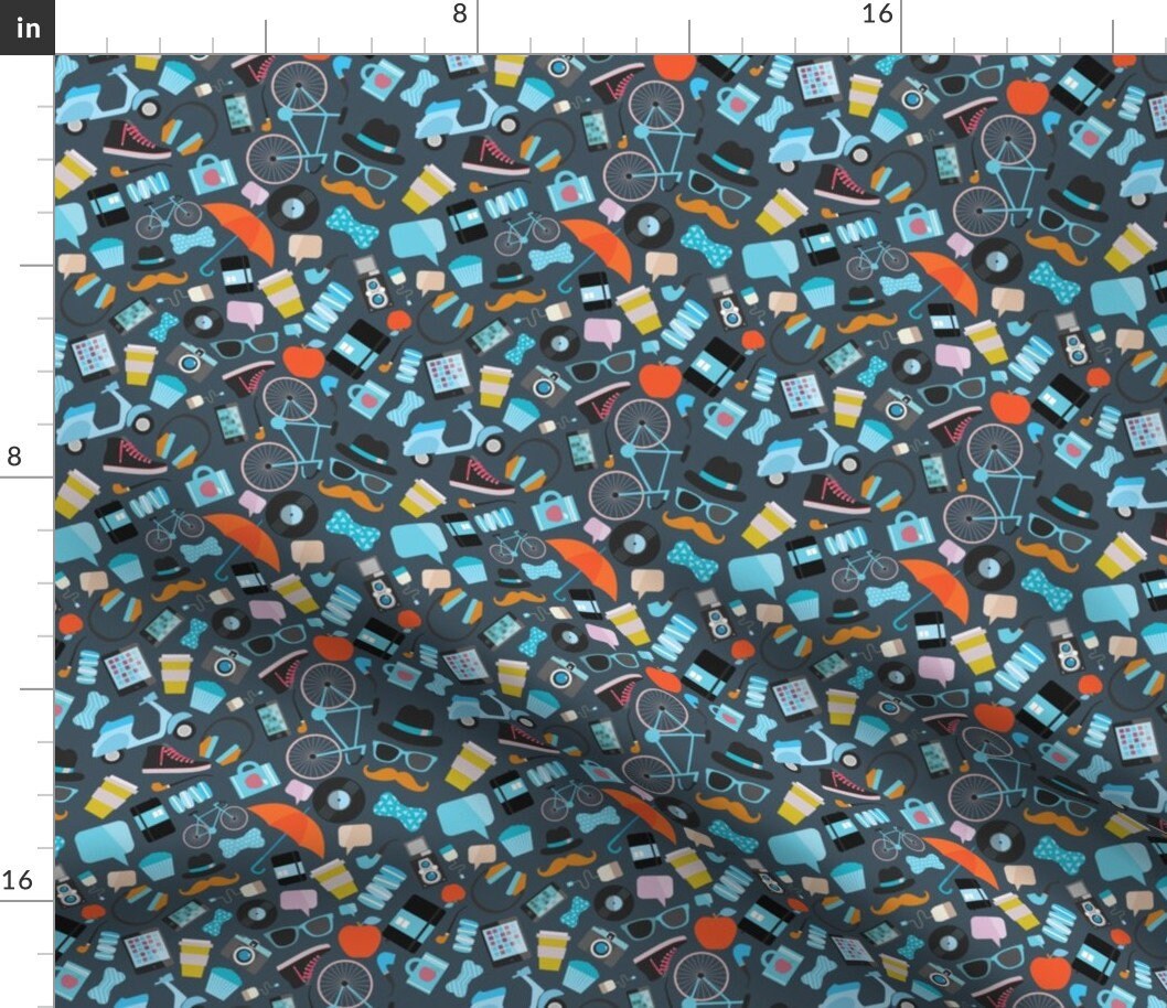 Hipster Guy Fabric Hipster Novelty By Kostolom3000 Hipster Etsy