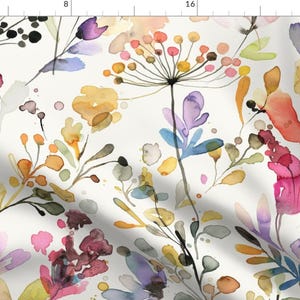 Watercolor Fabric - Wild Grasses Large by ninola-design - Meadow Botanical Countryside Painterly Artistic Fabric by the Yard by Spoonflower