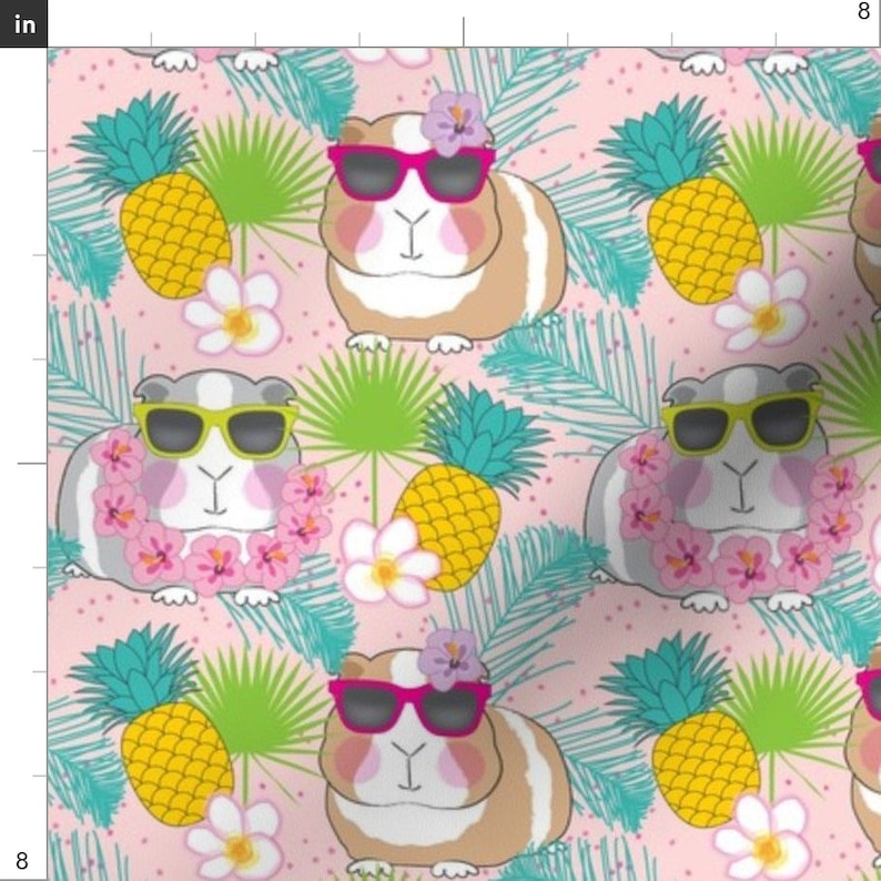 Tropical Guinea Pig Fabric Tropical Guinea Pigs on Soft Pink Etsy