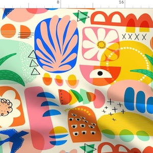 Bright Cubism Fabric Abstract Shapes Fun Collage by Sandra Hutter ...