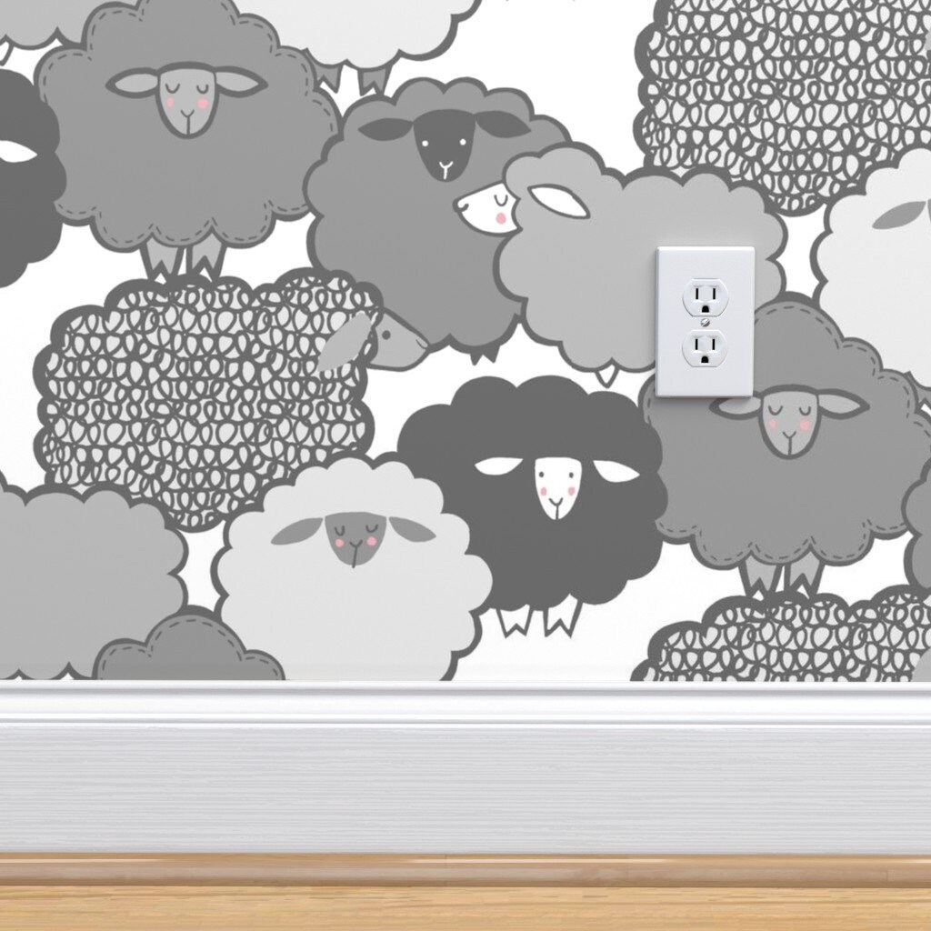 Gray Sheep Wallpaper Sheep Shape Gray By Leanne Sheep | Etsy