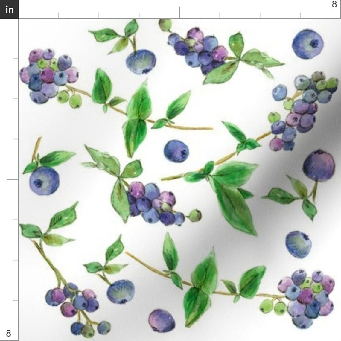 Summer Blueberries Fabric Blueberries by Countrygarden Etsy