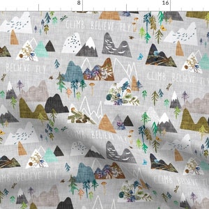 Mountain Fabric Mountain Climb Silver By Nouveau Bohemian Woodland Mountain Nursery Decor Cotton Fabric By The Yard With Spoonflower image 1