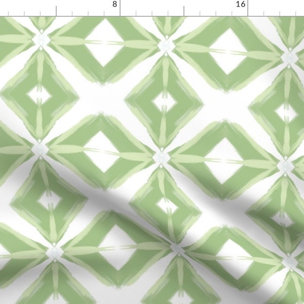 Green Geometric Fabric - Aberdeen Olive by cg_home-style - Olive Tie Dye Ikat Monochromatic Fabric by the Yard by Spoonflower